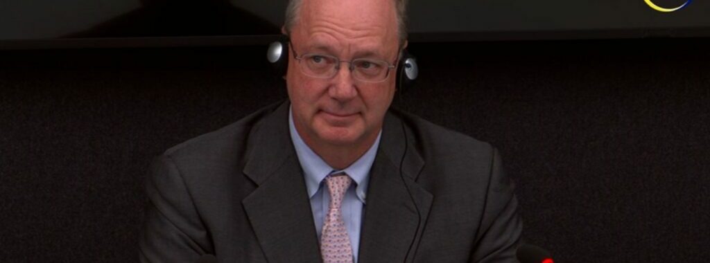 Paul Williams in court on Thursday, September 18, 2025. Photo: Kosovo Specialist Chambers/Livestream.