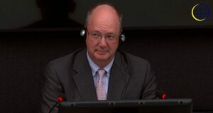 Paul Williams in court on Thursday, September 18, 2025. Photo: Kosovo Specialist Chambers/Livestream.