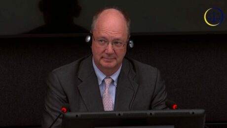 Paul Williams in court on Thursday, September 18, 2025. Photo: Kosovo Specialist Chambers/Livestream.