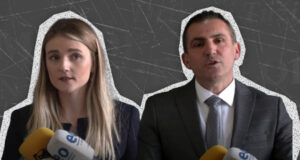 Prosecutor Elza Bajrami-Kastrati (L) and Chief Prosecutor of Pristina, Zejnullah Gashi (R). Illustration: BIRN
