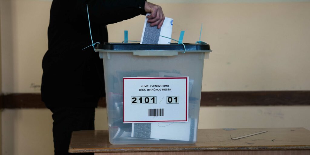 Illustration. A Kosovo citizen votes in the February 2025 parliamentary elections. Photo: BIRN/Denis Sllovinja