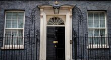 The entrance to the British prime minister's official residence, 10 Downing Street, in London, Britain. Photo: EPA/TOLGA AKMEN
