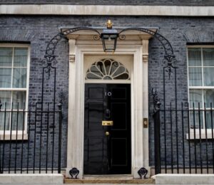 The entrance to the British prime minister's official residence, 10 Downing Street, in London, Britain. Photo: EPA/TOLGA AKMEN
