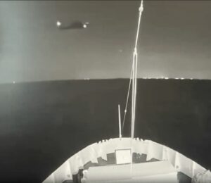 Screenshot of CCTV footage from the Conscience Ship in waters near Israel. Photo: Instagram/gazafreedomflotilla