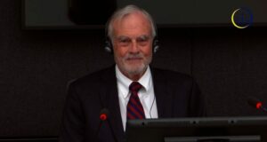 Jock Covey in court, October 1, 2025. Photo: Kosovo Specialist Chambers/Livestream.