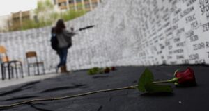 Kosovo Albanian women look at the names of missing people, written on a wall in Prishtina, Kosovo, on the day of missing persons from Kosovo 1998-99 war, on April 27, 2011. Photo from the archives: EPA/Valdrin Xhemaj