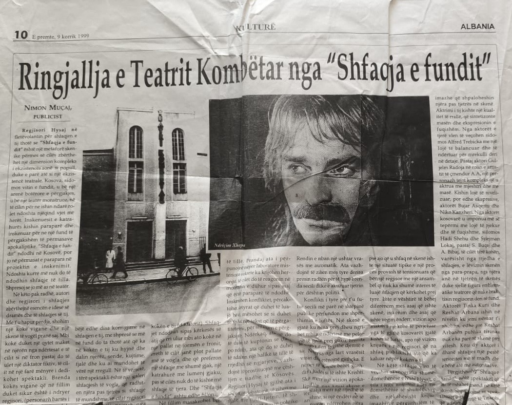 Albanian newspapers covering Shfaqja e Fundit (The Last Exhibition) and featuring an interview with Fadil Hysaj (pictured bottom left). Photos courtesy of Fadil Hysaj’s personal archive.