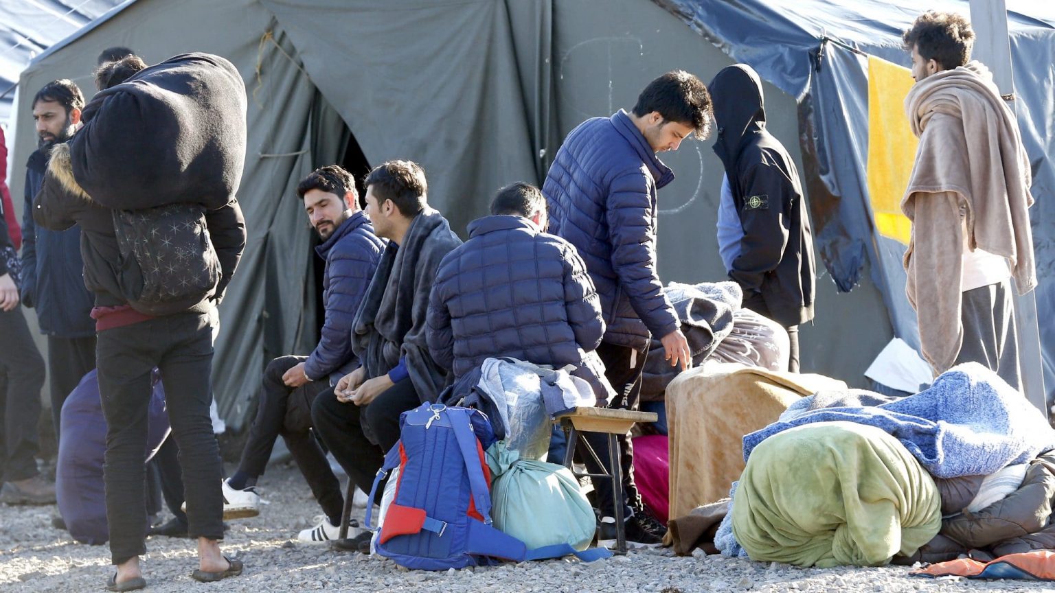 Migrants at the Lipa camp in Bihac, Bosnia and Herzegovina, February 2021. Photo: EPA-EFE/Fehim Demir