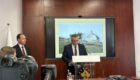 Blerim Isufaj (C), Chief Prosecutor at the Kosovo Special Prosecution, with prosecutor Valdet Gashi on September 4, 2026. Photo: BIRN.